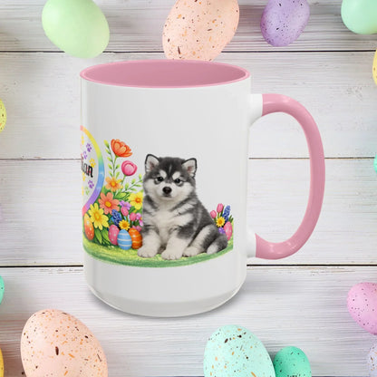 Shop our alaskan malamute blue white puppy easter mug featuring the 15oz style option from MySisterIsASurvivor.