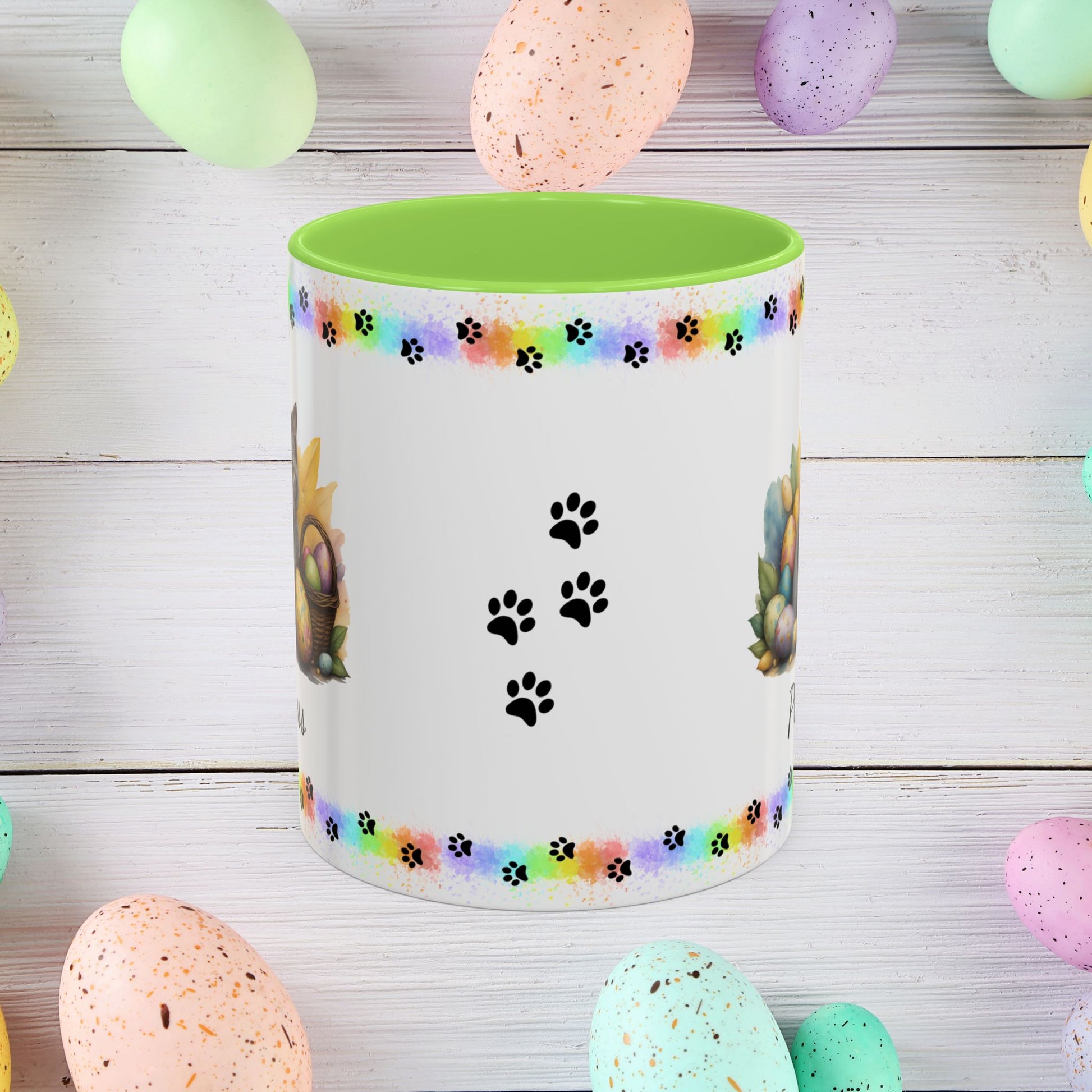 British Shorthair: Personalized Easter Kitten Coffee Mug - Adorable Cat Design, Mental Health Gift, 11oz & 15oz, 12 Color Choices, Easter Gifts & Décor
