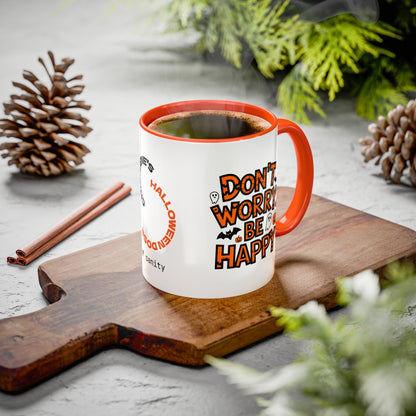 Don't Worry Be Happy - Personalized Halloween Mug for Anxiety Warriors & Overthinkers