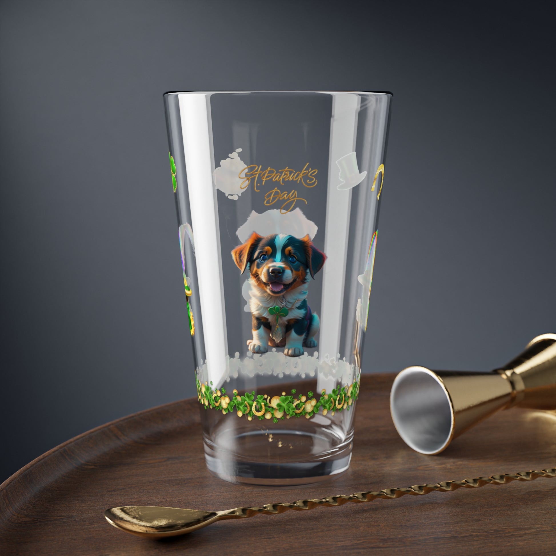 Shamrock Snuggles: Mindful St. Patrick's Day 16oz Pint Glasses - Festive Design for Positivity & Wellness