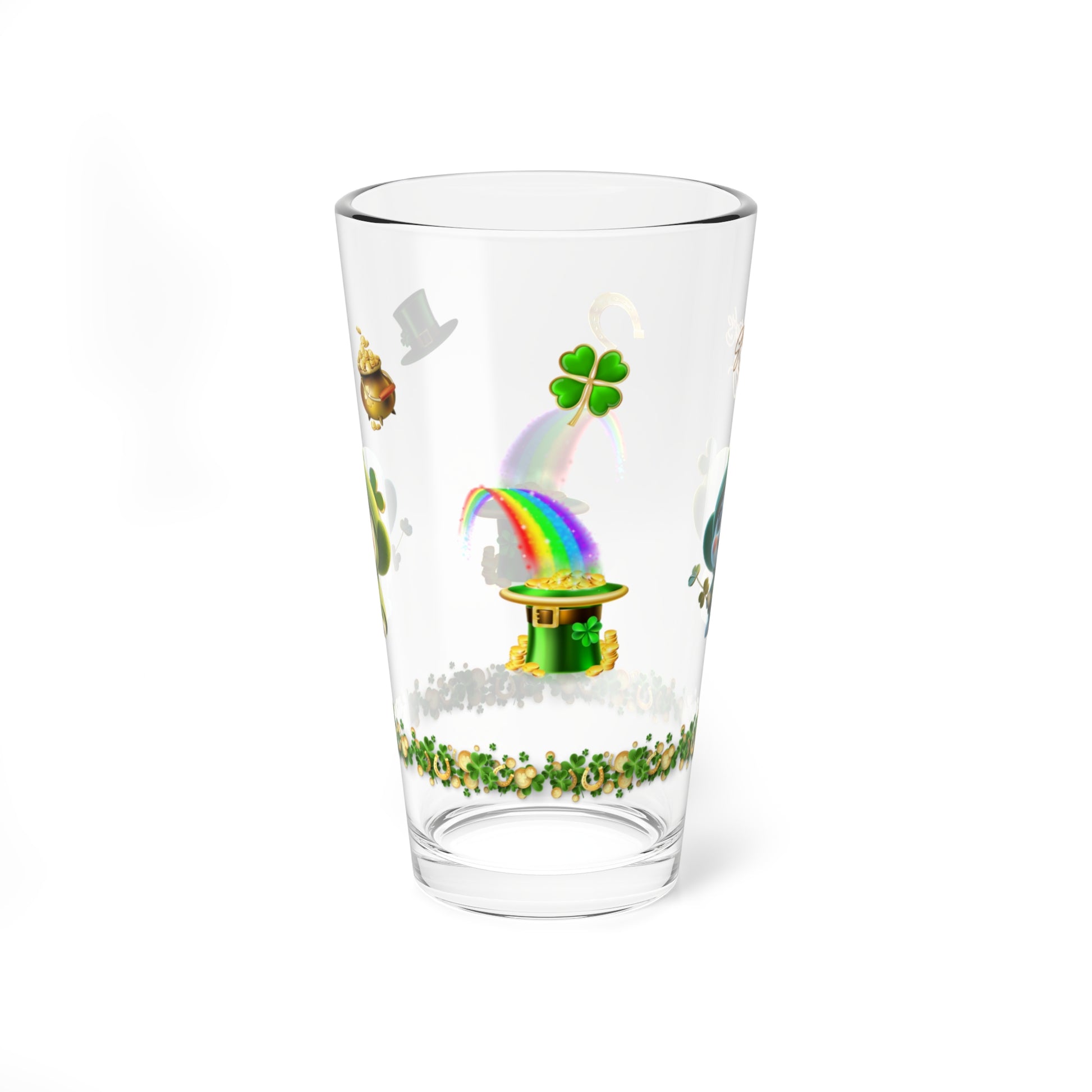 Blissful Blarney Kitten: Mindful St. Patrick's Day 16oz Pint Glasses - Festive Design for Positivity & Wellness