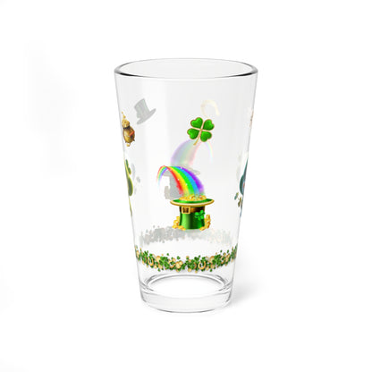 Blissful Blarney Kitten: Mindful St. Patrick's Day 16oz Pint Glasses - Festive Design for Positivity & Wellness