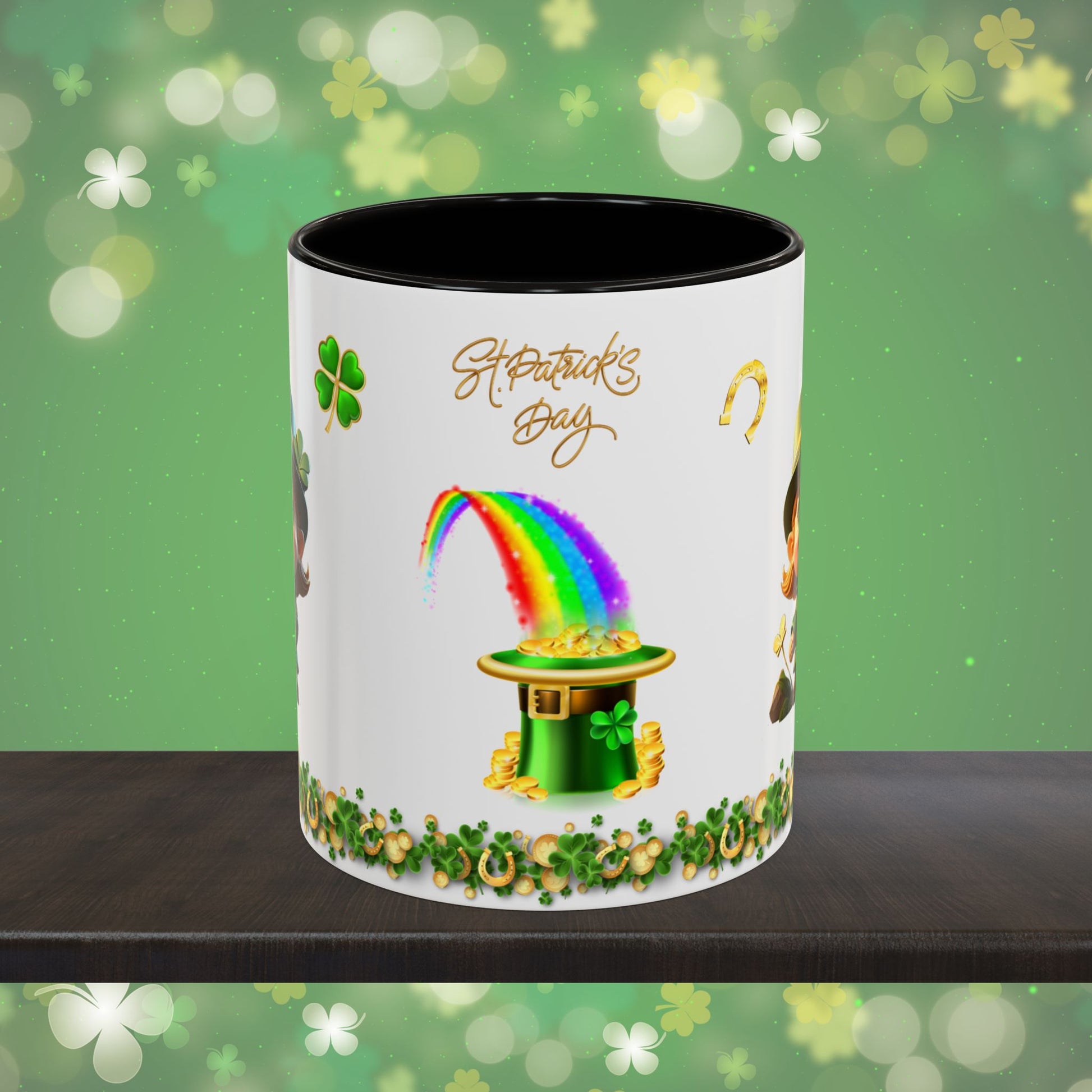 Leprechaun Mischief Logic: St. Patrick's Day Two-Tone Coffee Mug - Festive Ceramic Mug for Positivity & Mindfulness