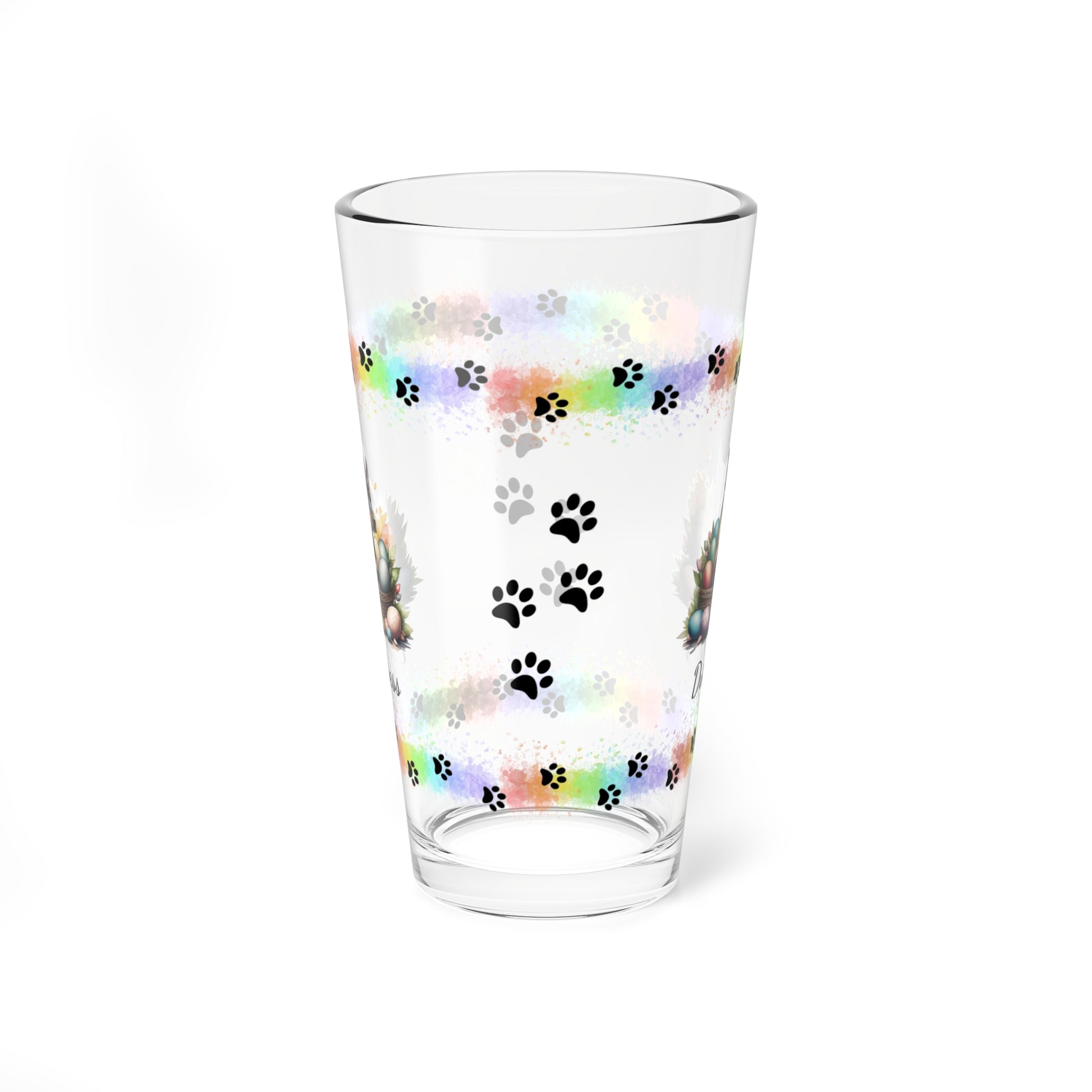 Doberman Personalized Easter Puppy 16oz Pint Glass - Custom Dog Design, Mental Health Gift, Easter Décor, and Festive Celebrations