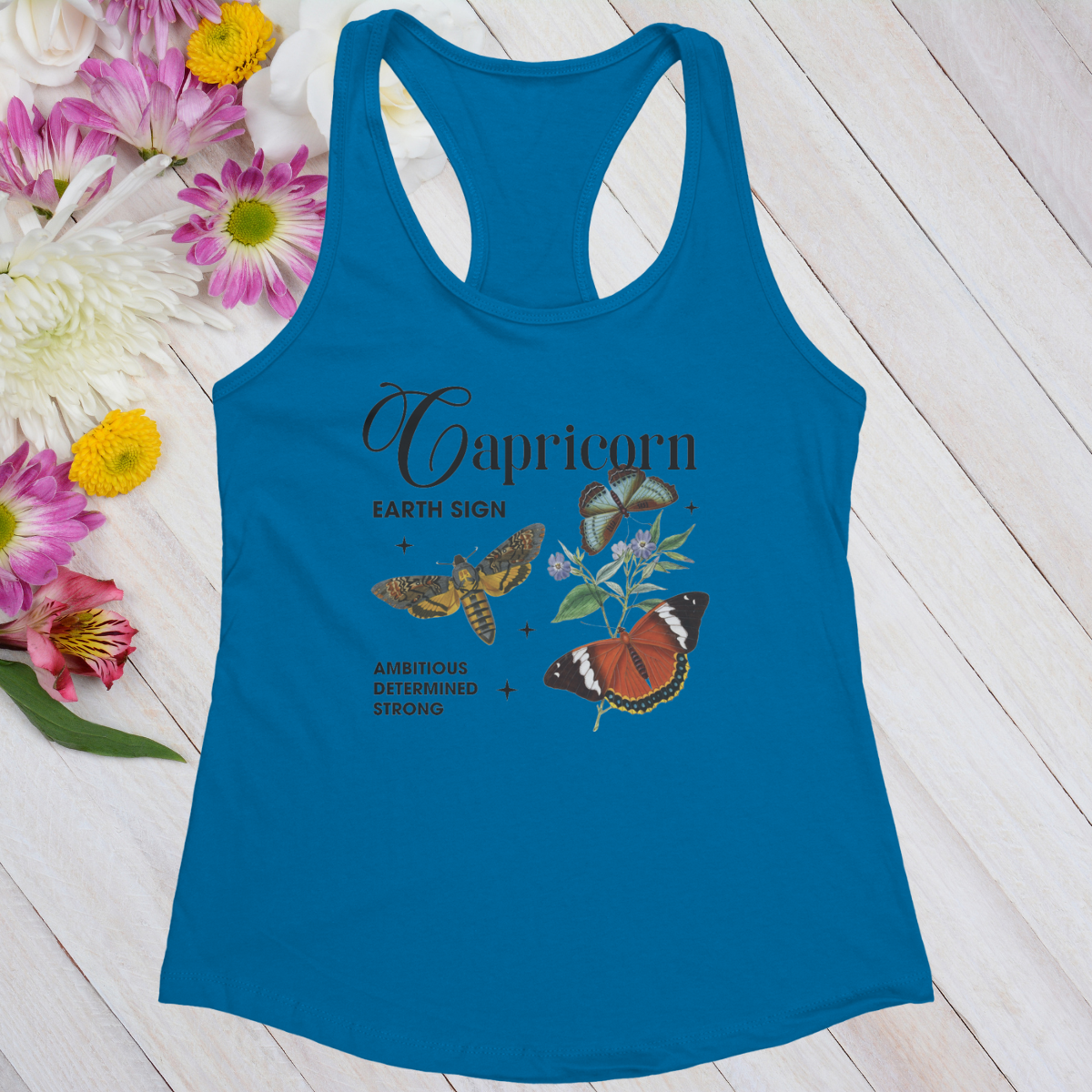 Capricorn Butterfly Zodiac Women's Racerback Tank