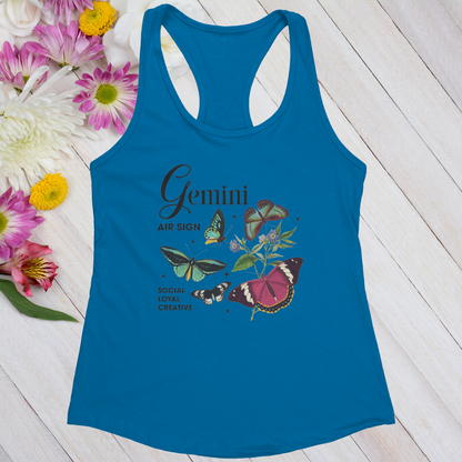 Gemini Butterfly Zodiac Women's Racerback Tank