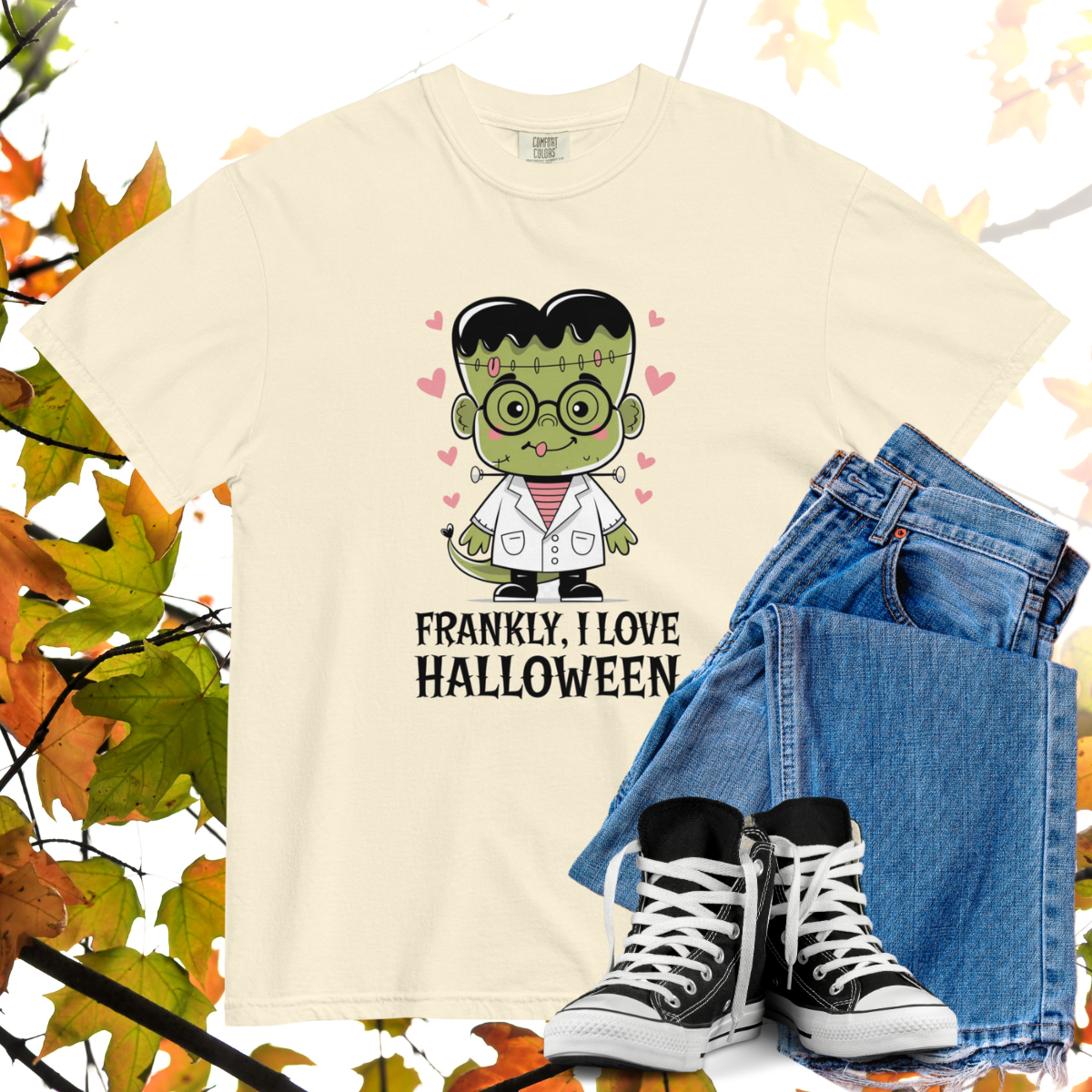 Frankly, I Love Halloween Comfort Colors Heavyweight Halloween T-shirt