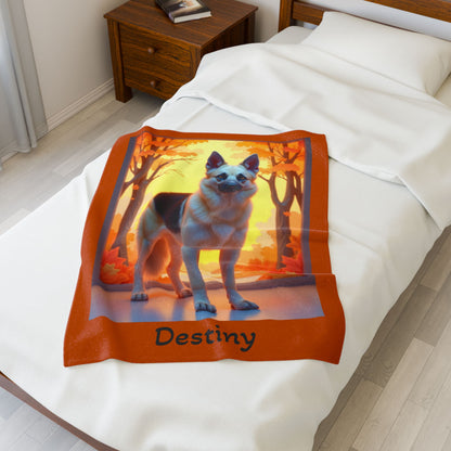 Black and Cream German Shepherd velveteen plush blanket, cozy personalized throw for GSD lovers - MySisterIsASurvivor