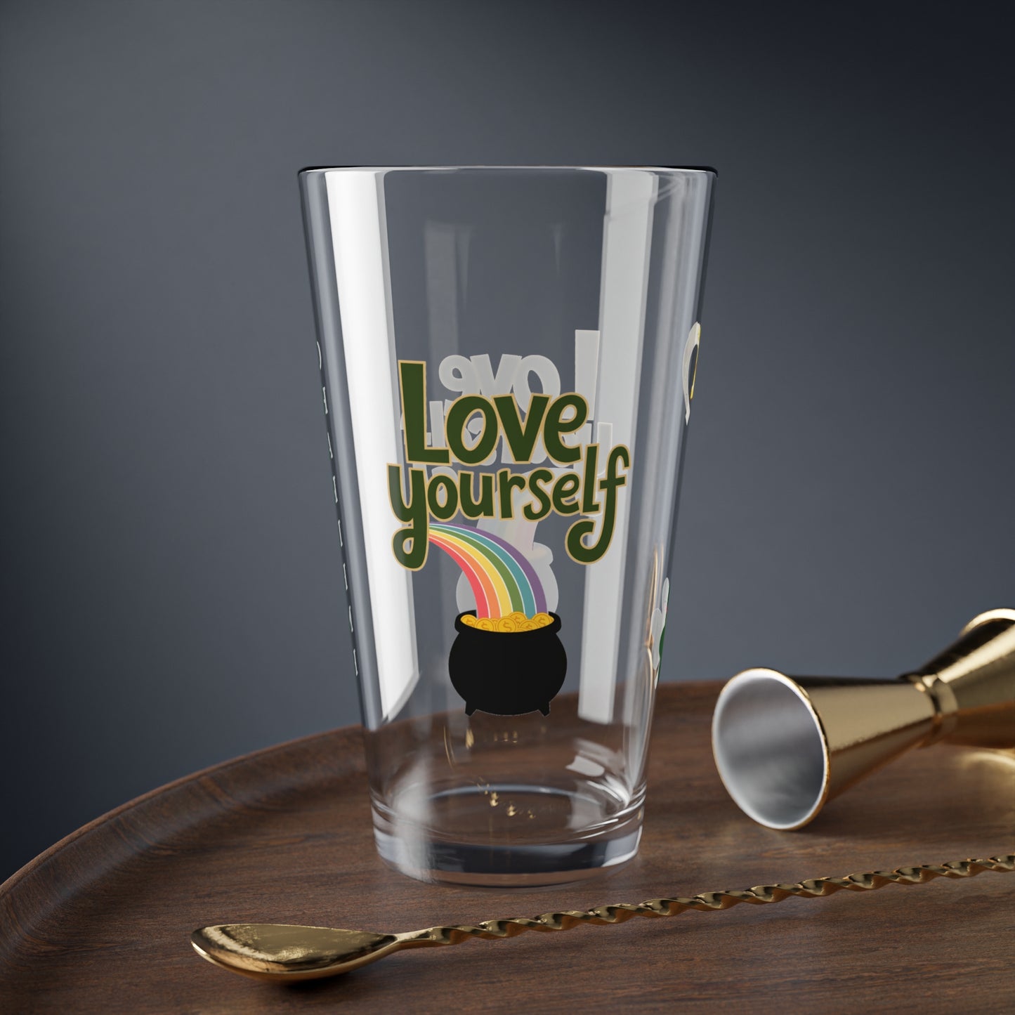Love Yourself: Personalized St. Patrick's Day Pint Glass - Customizable Name for Happiness and Positivity