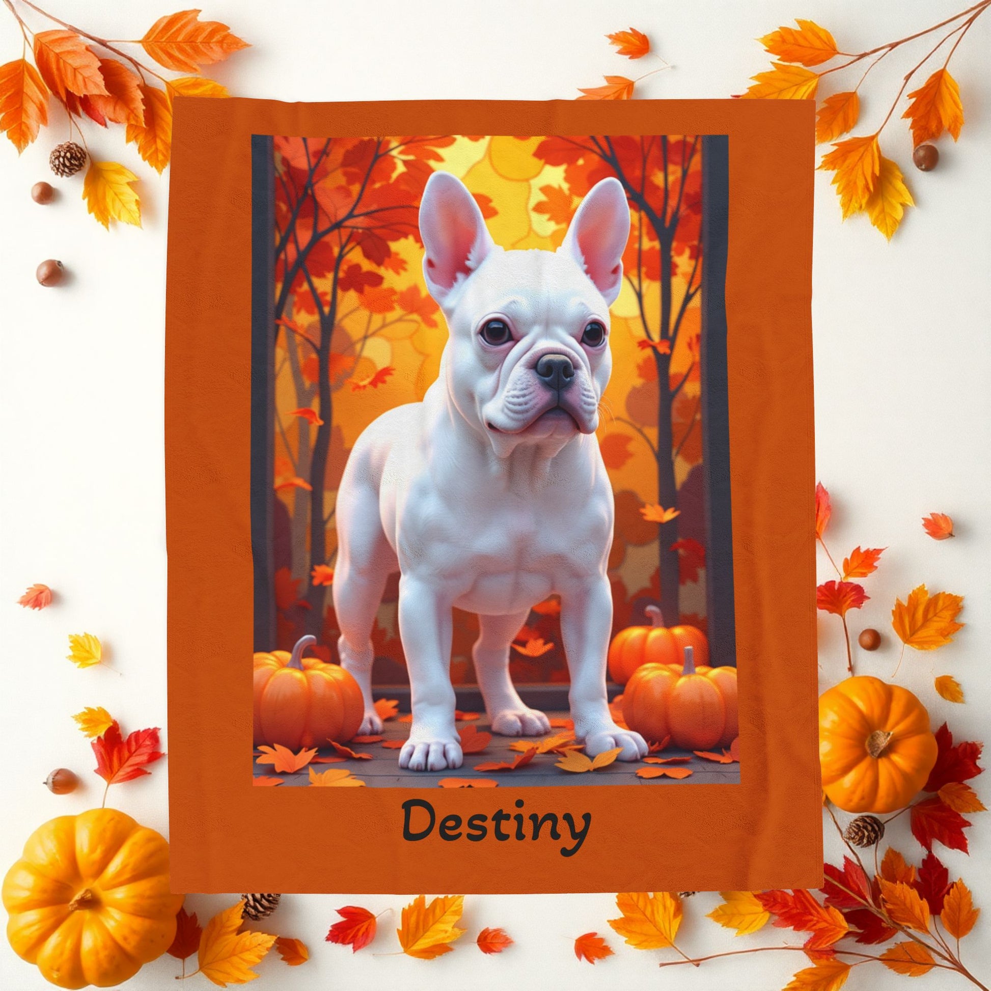 White French Bulldog velveteen plush blanket, plush personalized dog throw for Frenchie fans - MySisterIsASurvivor