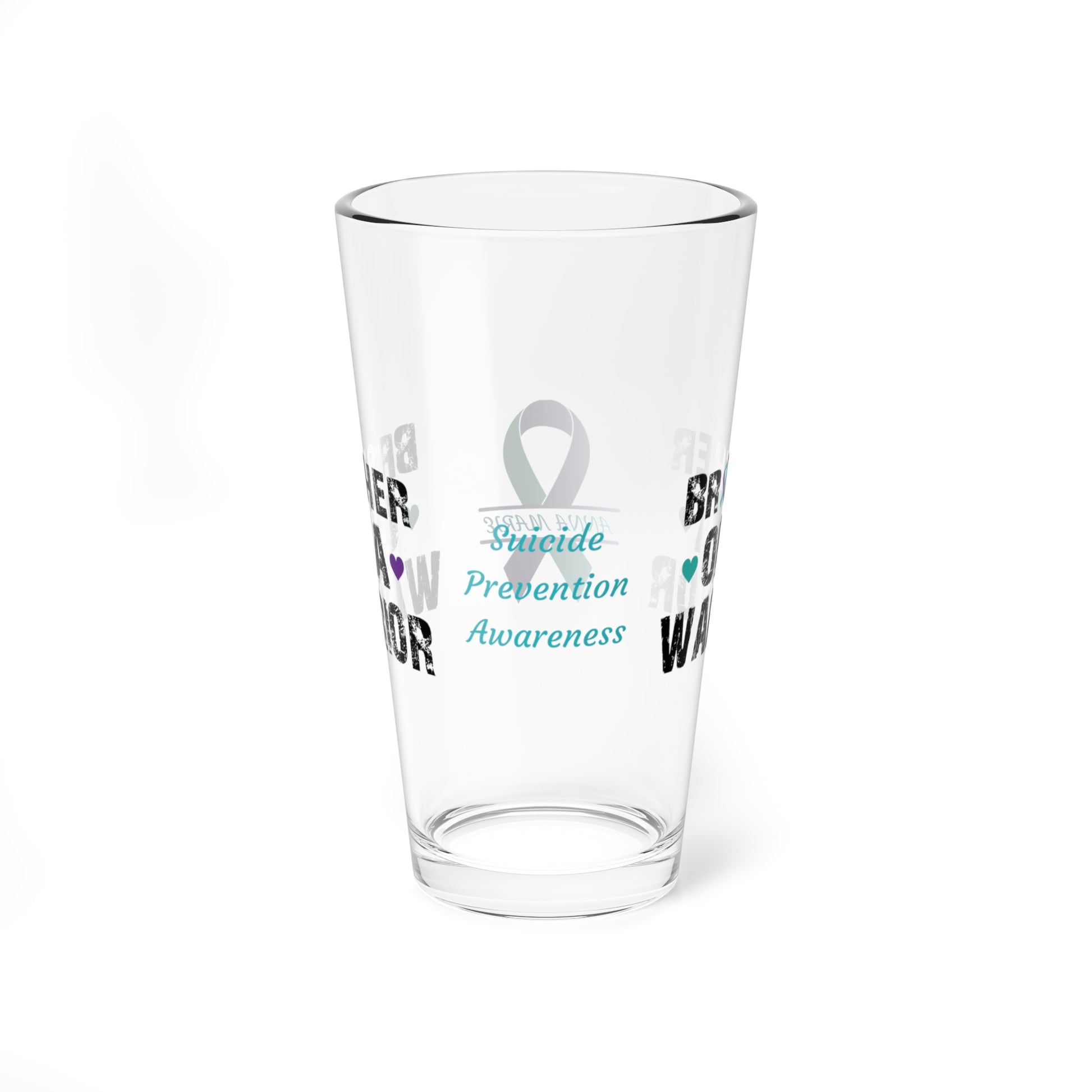 Brother of a Warrior: Personalized Suicide Prevention Awareness Warrior Pint Glass - Proud Family Member