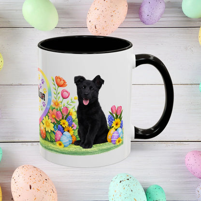 Shop our german shepherd black puppy easter mug featuring the 11oz style option from MySisterIsASurvivor.
