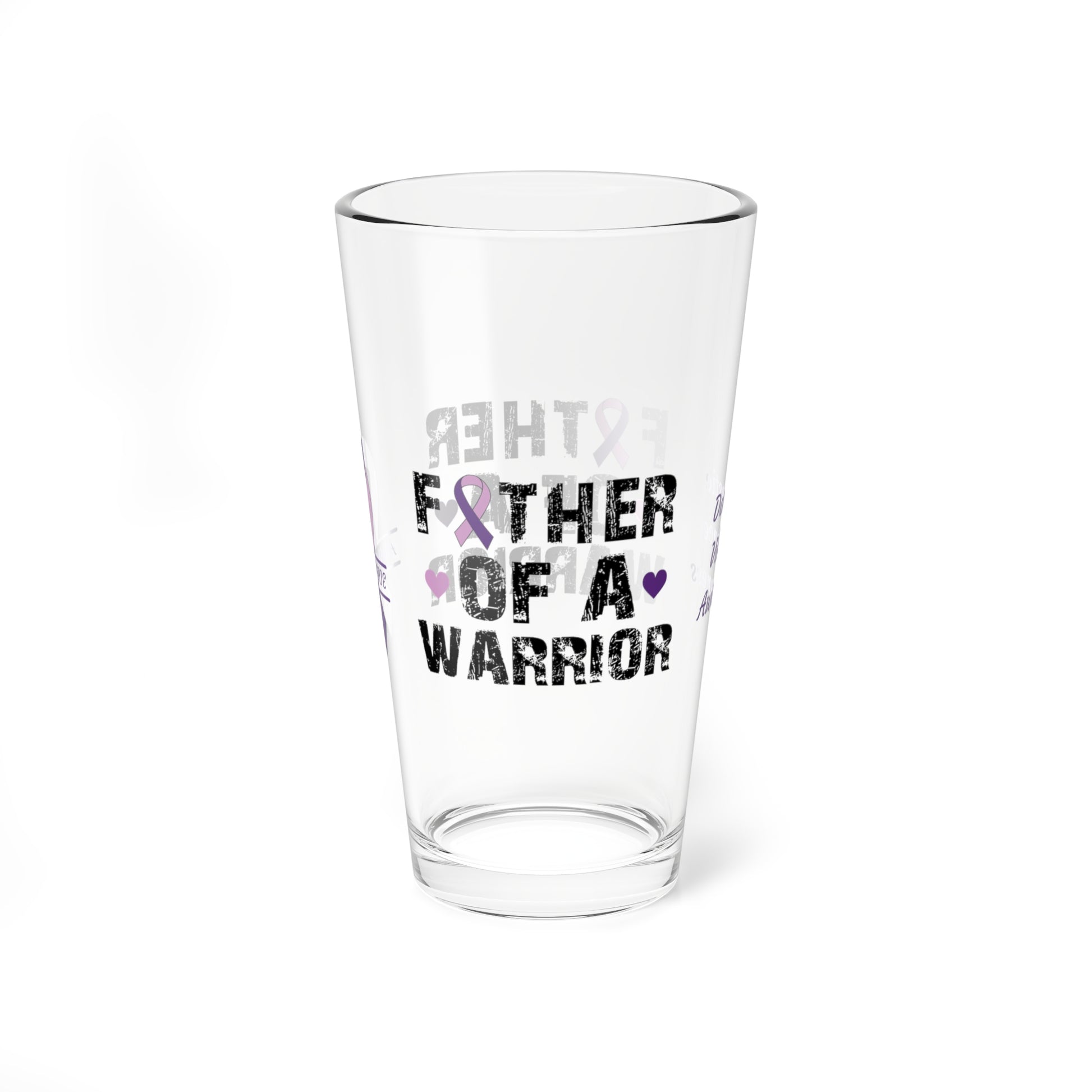 Father of a Warrior: Personalized Domestic Violence Awareness Warrior Pint Glass - Proud Family Member