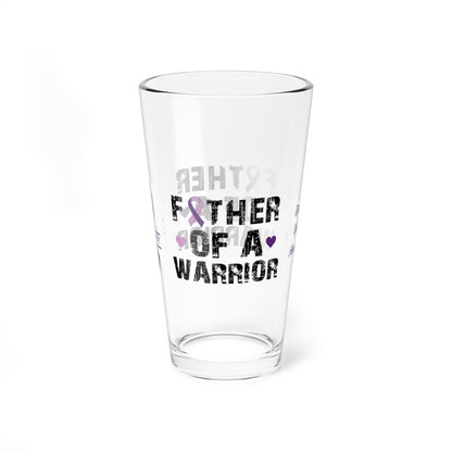 Father of a Warrior: Personalized Domestic Violence Awareness Warrior Pint Glass - Proud Family Member