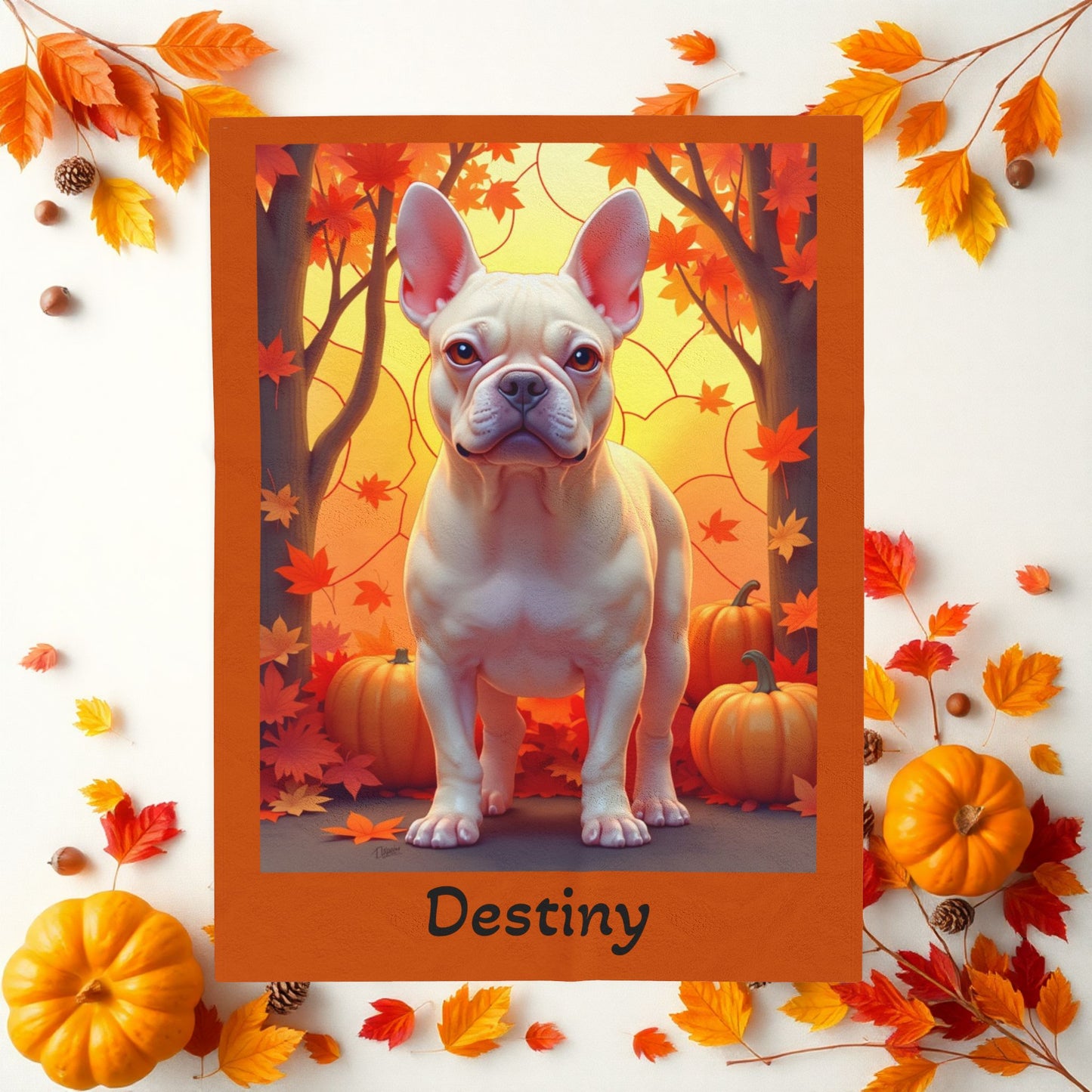 Cream French Bulldog velveteen plush blanket, cozy personalized dog throw for Frenchie owners - MySisterIsASurvivor