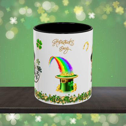 Little Luck Charm: St. Patrick's Day Two-Tone Coffee Mug - Festive Ceramic Mug for Positivity & Mindfulness