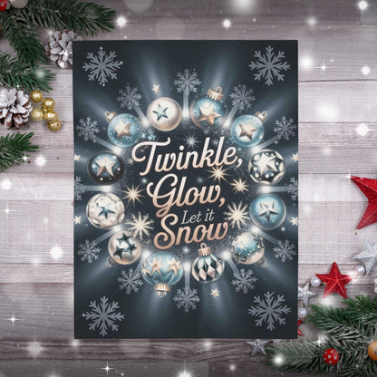 Holiday blanket “Twinkle, Glow, Let It Snow” cozy Christmas throw with festive winter design