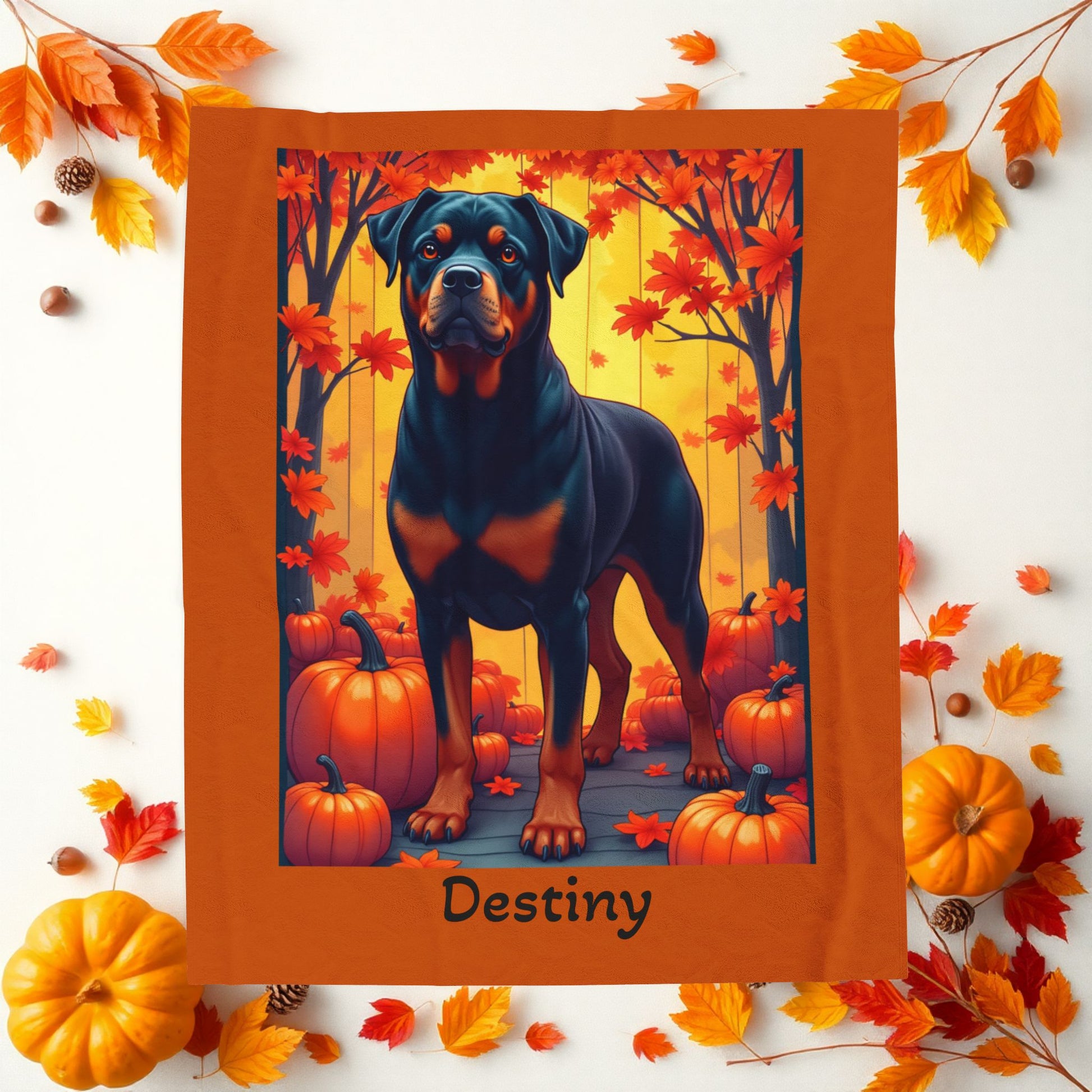 Black and Mahogany Rottweiler velveteen plush blanket, soft personalized dog throw for Rottie owners - MySisterIsASurvivor