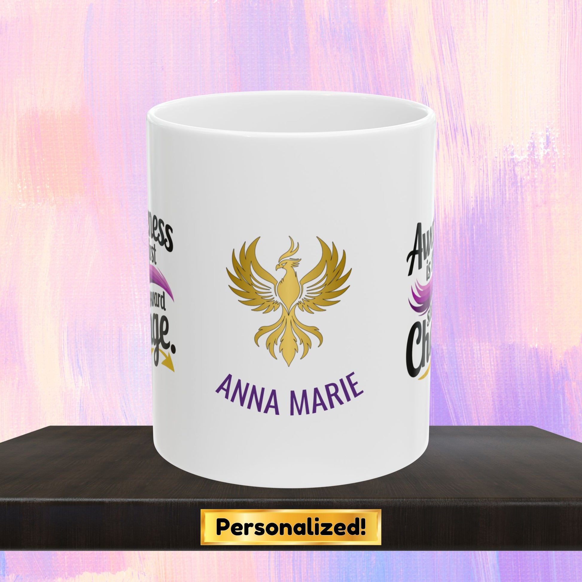 Personalized mug raising awareness for mental health.