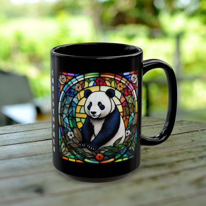 Panda Personalized Mug, Stained Glass Zoo Animal Design, Unique Ceramic Gift for Wildlife Lovers, Coffee, Tea, & Hot Chocolate Cup
