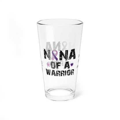 Nana of a Warrior: Personalized Domestic Violence Awareness Warrior Pint Glass - Proud Family Member