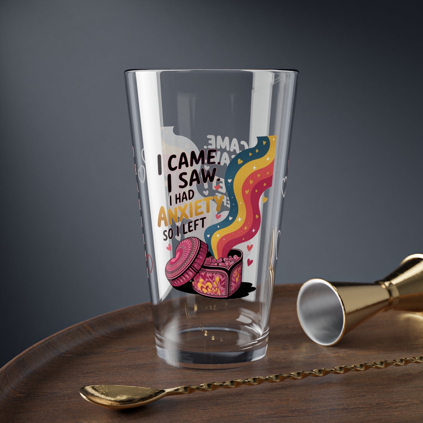 I Came. I Saw. I Had Anxiety So I Left: Personalized Valentine's Day Affirmation Pint Glass – Valentine's Day Self-Care Gift, Mindful Positivity Drinkware