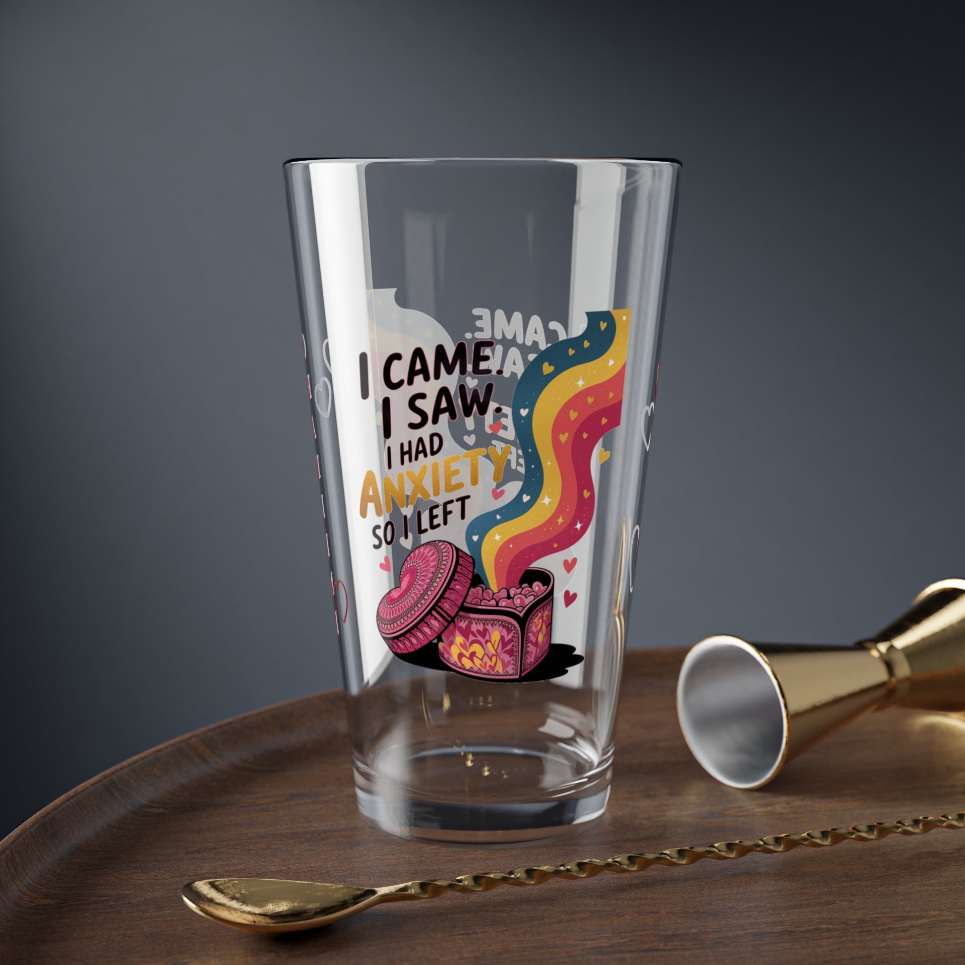 I Came. I Saw. I Had Anxiety So I Left: Personalized Valentine's Day Affirmation Pint Glass – Valentine's Day Self-Care Gift, Mindful Positivity Drinkware