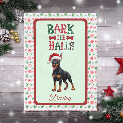 Doberman Pinscher (Black & Rust) Velveteen Blanket - cozy holiday dog throw, personalized gift for Doberman lovers