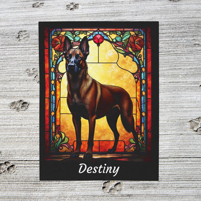 Belgian Malinois red sable velveteen blanket, dog throw, personalized stained glass pet gift - MySisterIsASurvivor