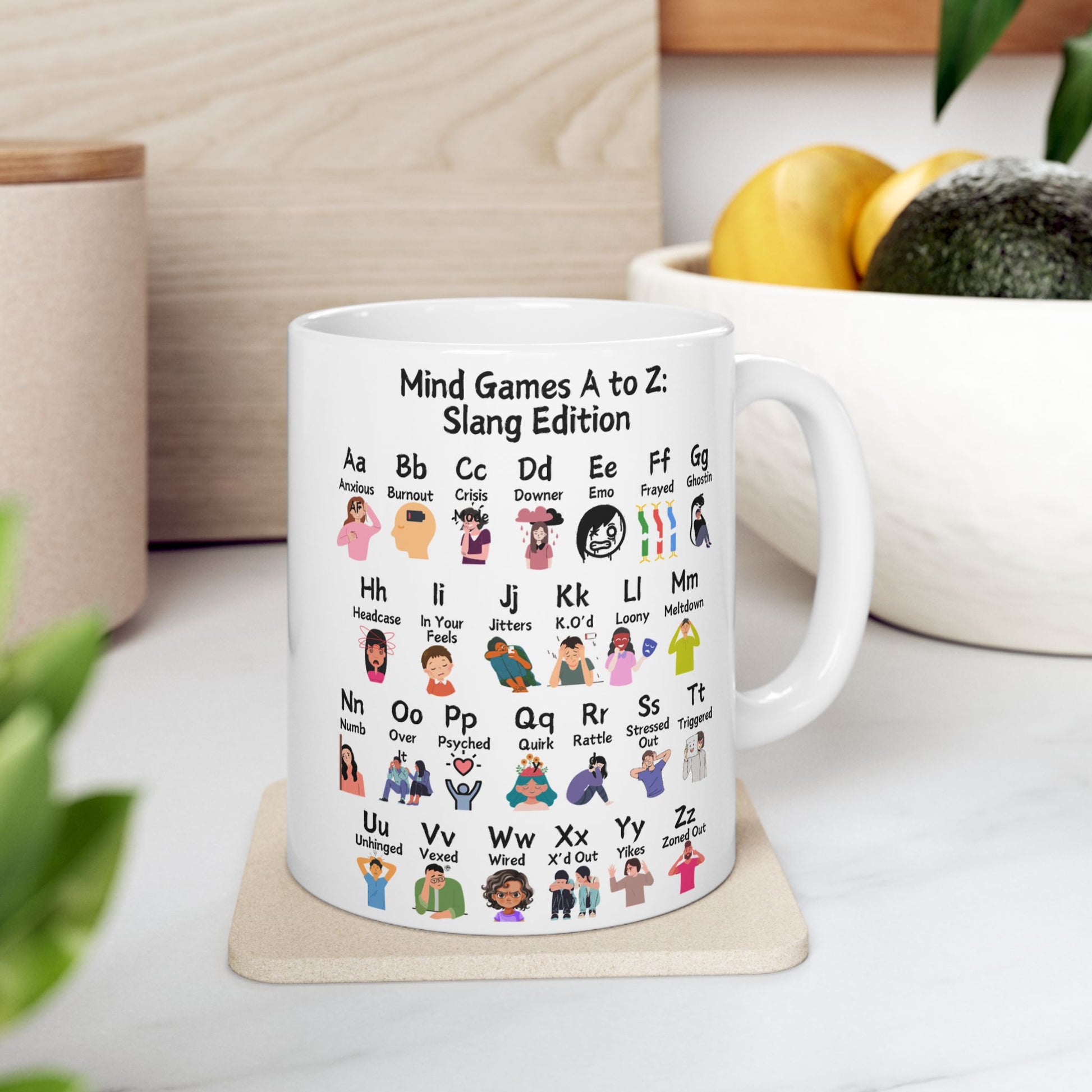 Mind Games A to Z: Slang Edition Ceramic Mug, (11oz, 15oz)
