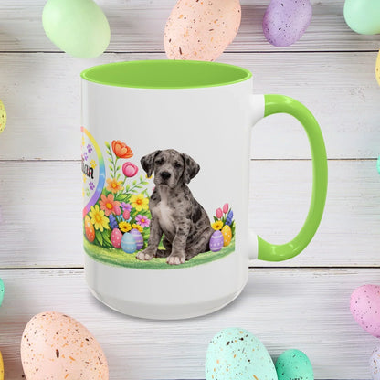Shop our great dane merle puppy easter mug featuring the 15oz style option from MySisterIsASurvivor.