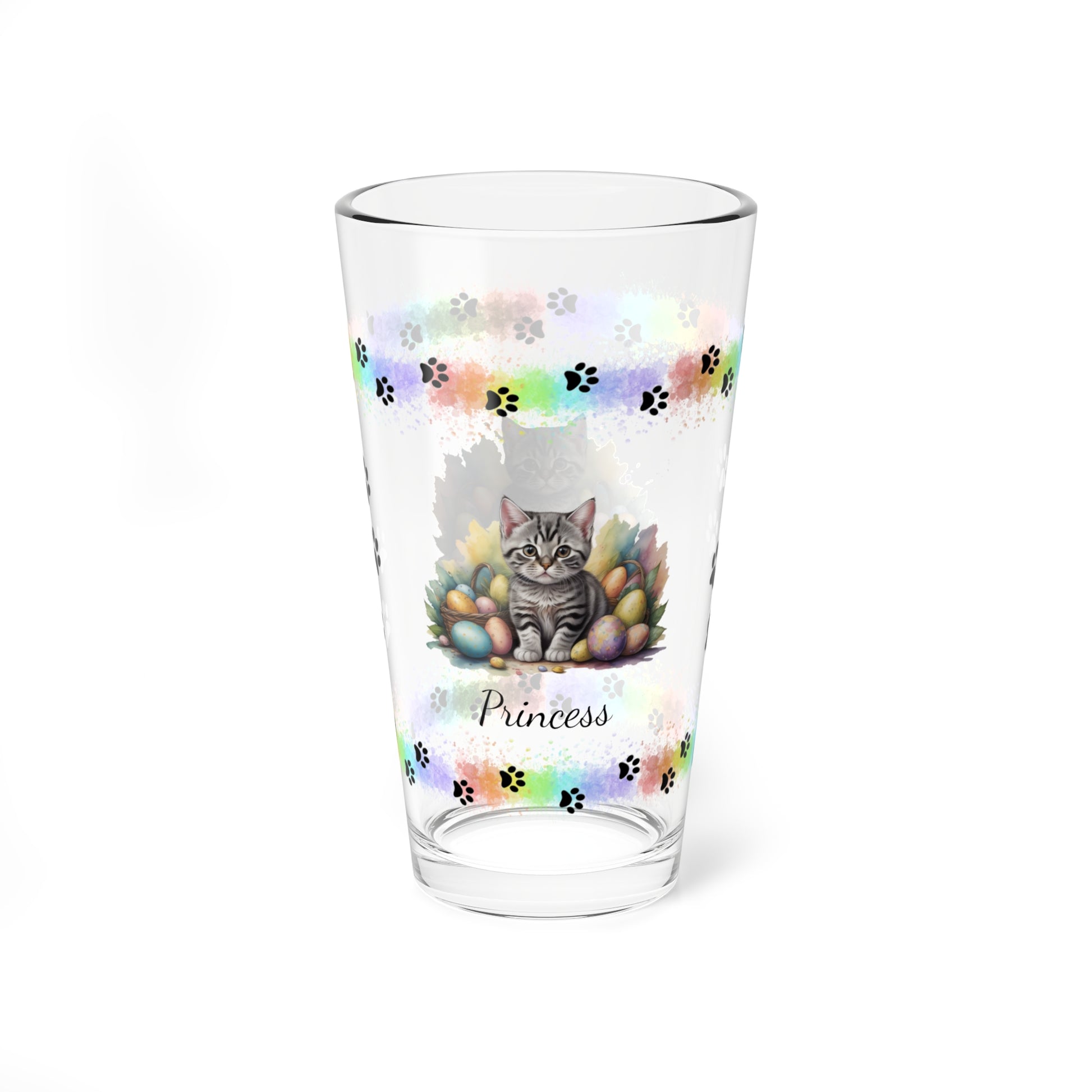 American Shorthair Easter Kitten 16oz Pint Glass - Personalized Cat-Themed Gift, Mental Health Drinkware, Holiday Décor & Easter Celebration