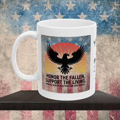 Personalized Memorial Day Mug - "Honor The Fallen, Support The Living" PTSD Support Tribute