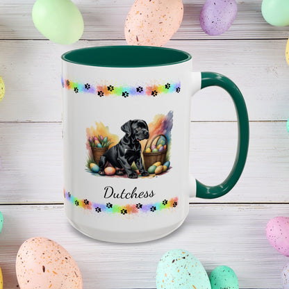Great Dane (Black): Personalized Easter Puppy Coffee Mug - Adorable Dog Design, Mental Health Gift, 11oz & 15oz, 12 Color Choices, Easter Gifts & Décor    Easter Puppy Mug