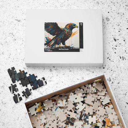 Soaring Eagle Triumph - Full-Body Graffiti Eagle Puzzle with Iridescent Teal Feathers and Paint Splatters