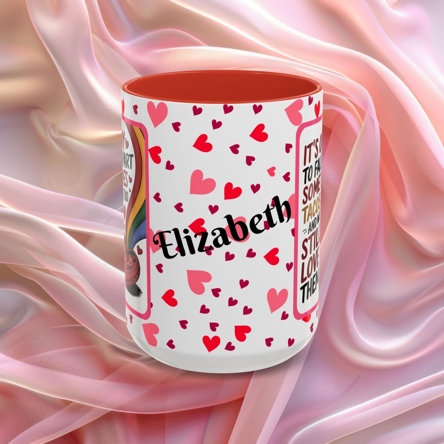 Its Okay To Fall Apart Valentines mug with gentle encouragement, supportive Valentine affirmation coffee cup