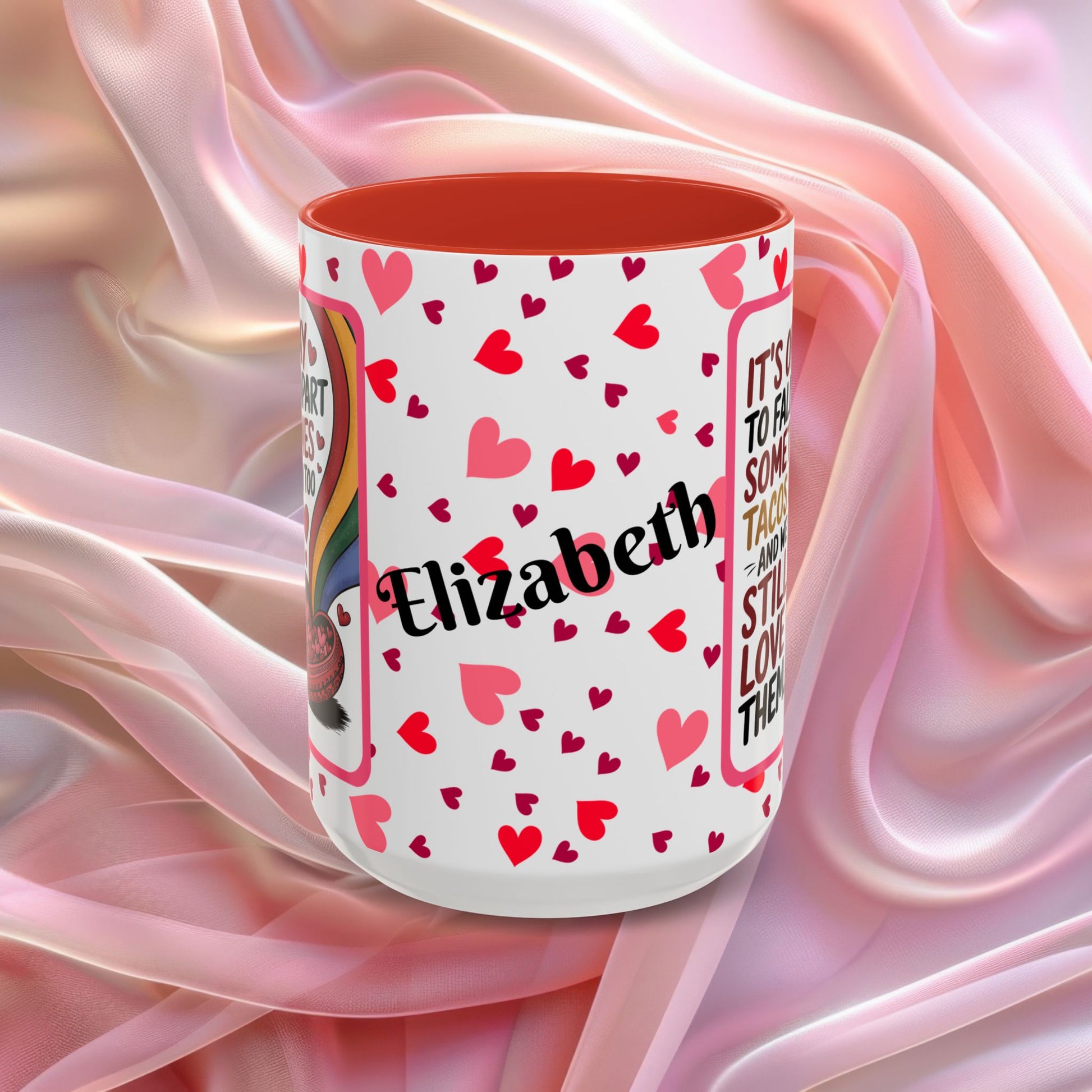 Its Okay To Fall Apart Valentines mug with gentle encouragement, supportive Valentine affirmation coffee cup