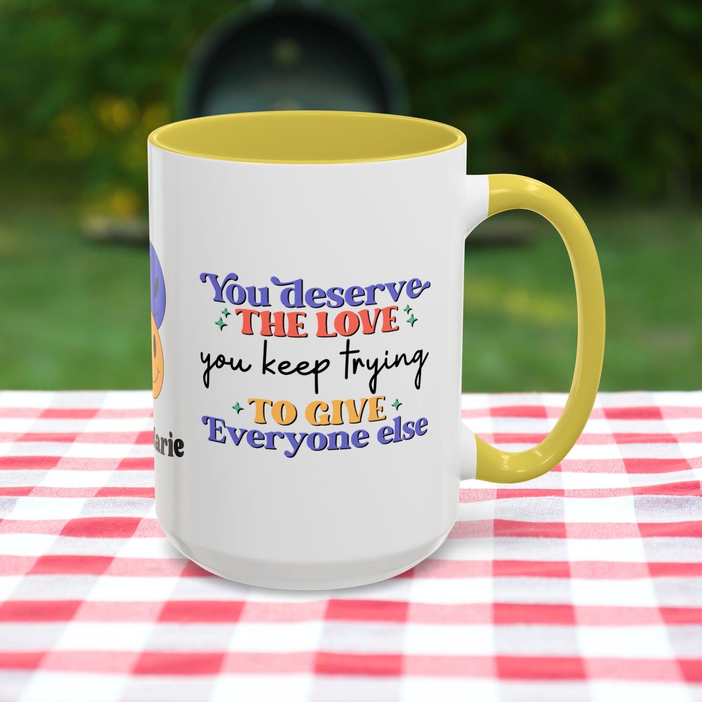 You Deserve the Love You Keep Trying to Give Everyone Else - Custom Retro Self-Care Mug for Emotional Wellness