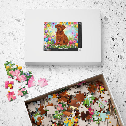 Rottweiler (Red) Easter Puppy Puzzle - Spring Garden with Eggs, Wildflowers, and Butterflies