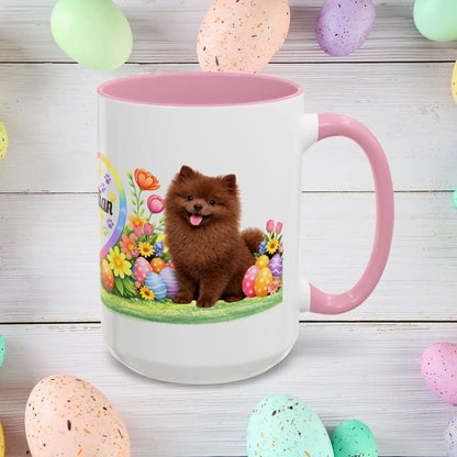 Shop our pomeranian chocolate puppy easter mug featuring the 15oz style option from MySisterIsASurvivor.
