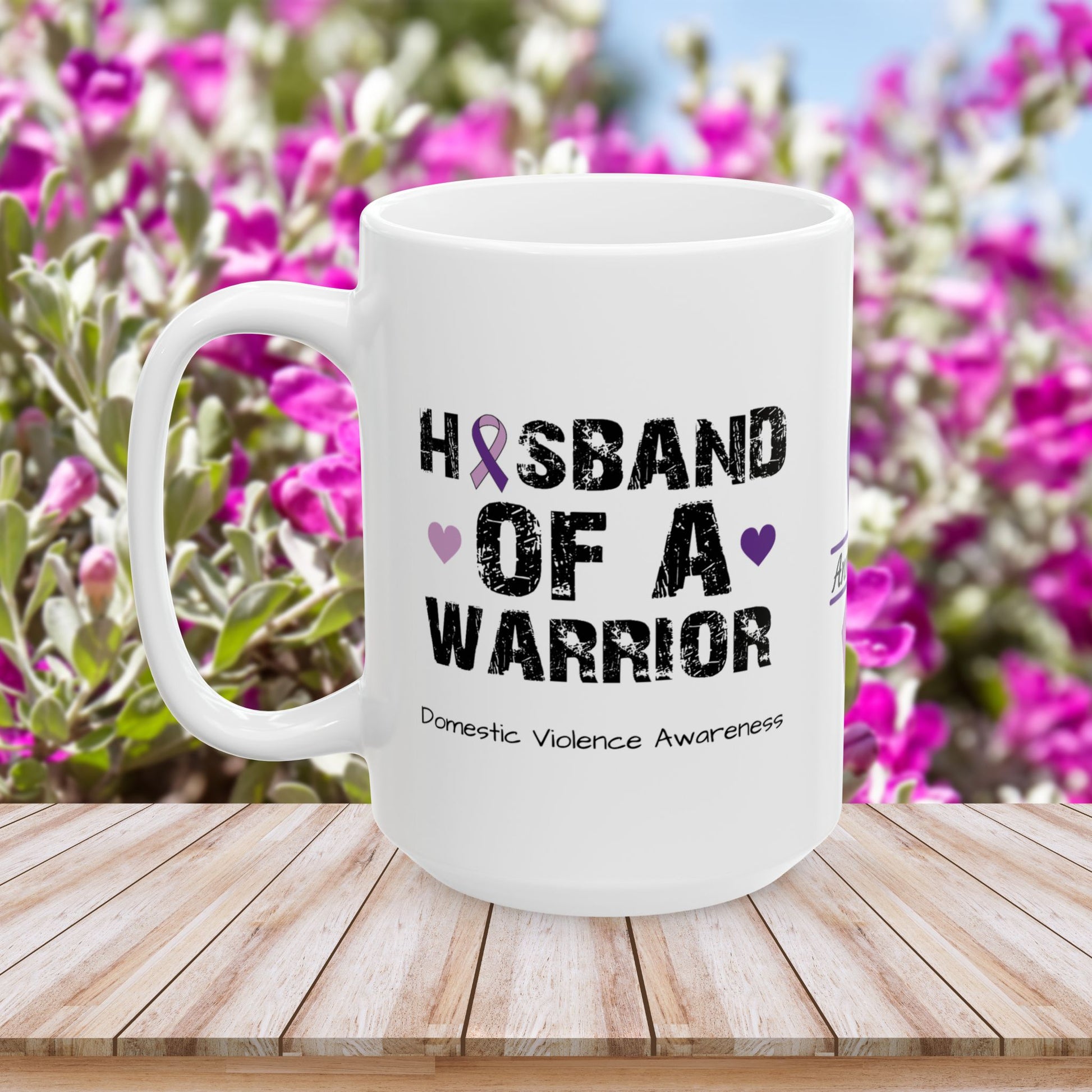 Husband of a Warrior - Personalized Domestic Violence Awareness Gift, Empowerment and Resilience Ceramic Mug, Support for Survivors
