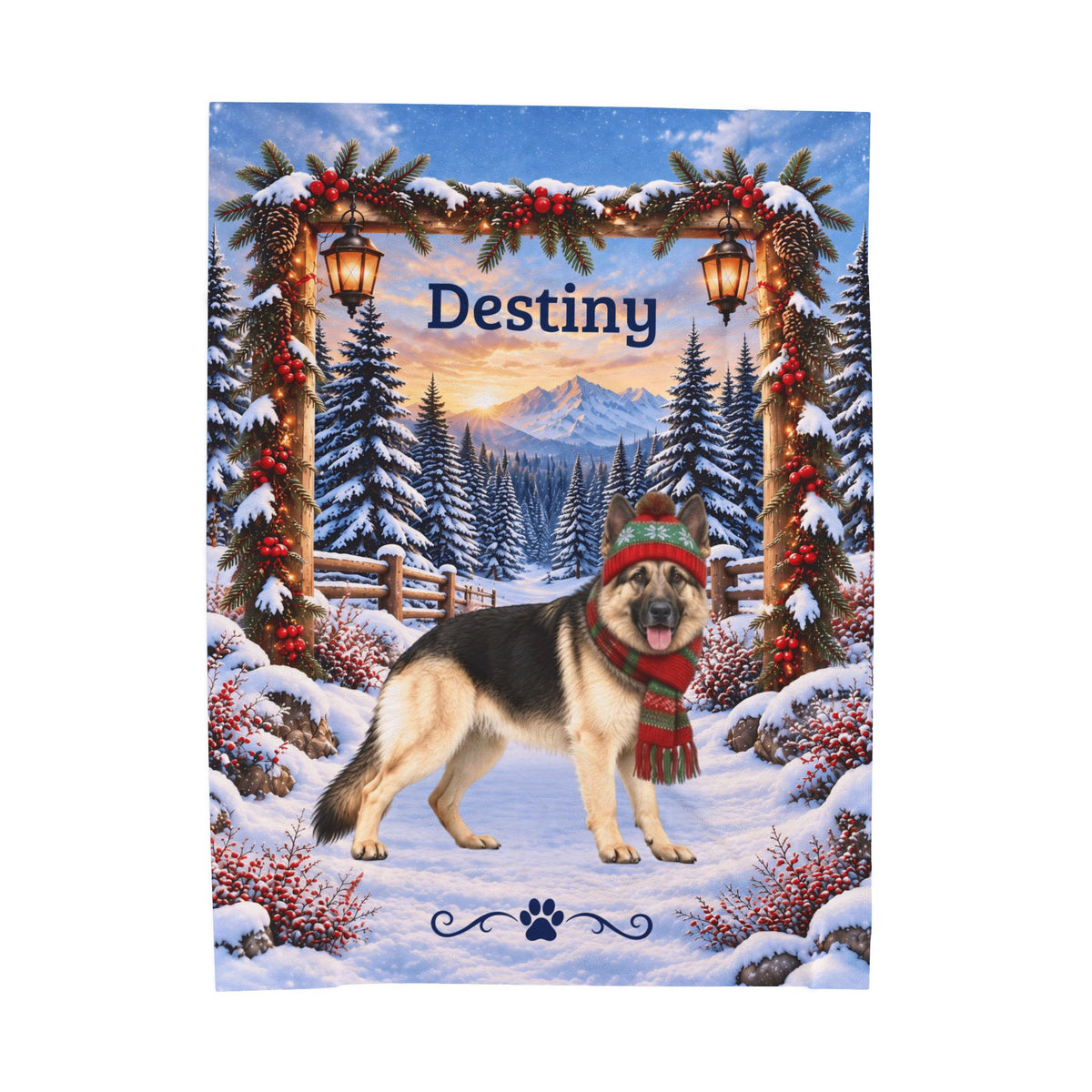 German Shepherd (Black & Cream Coat) - Personalized Winter Blanket, Custom Name Velveteen Throw - MySisterIsAsurvor