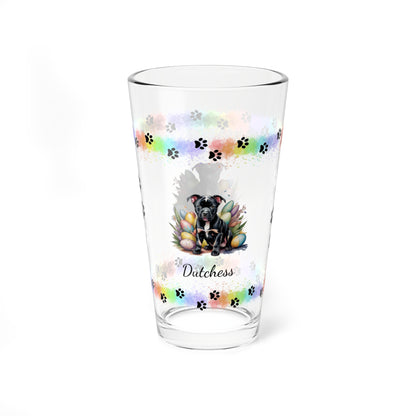 Pitbull (Black) Personalized Easter Puppy 16oz Pint Glass - Custom Dog Design, Mental Health Gift, Easter Décor, and Festive Celebrations