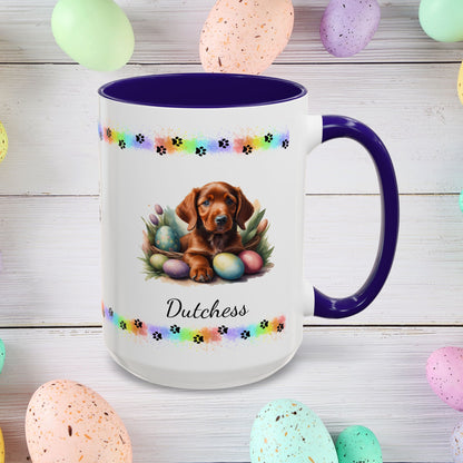 Irish Setter: Personalized Easter Puppy Coffee Mug - Adorable Dog Design, Mental Health Gift, 11oz & 15oz, 12 Color Choices, Easter Gifts & Décor