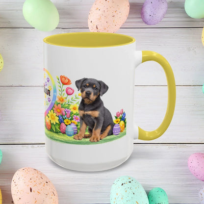 Shop our premium rottweiler blue puppy easter mug from MySisterIsASurvivor.