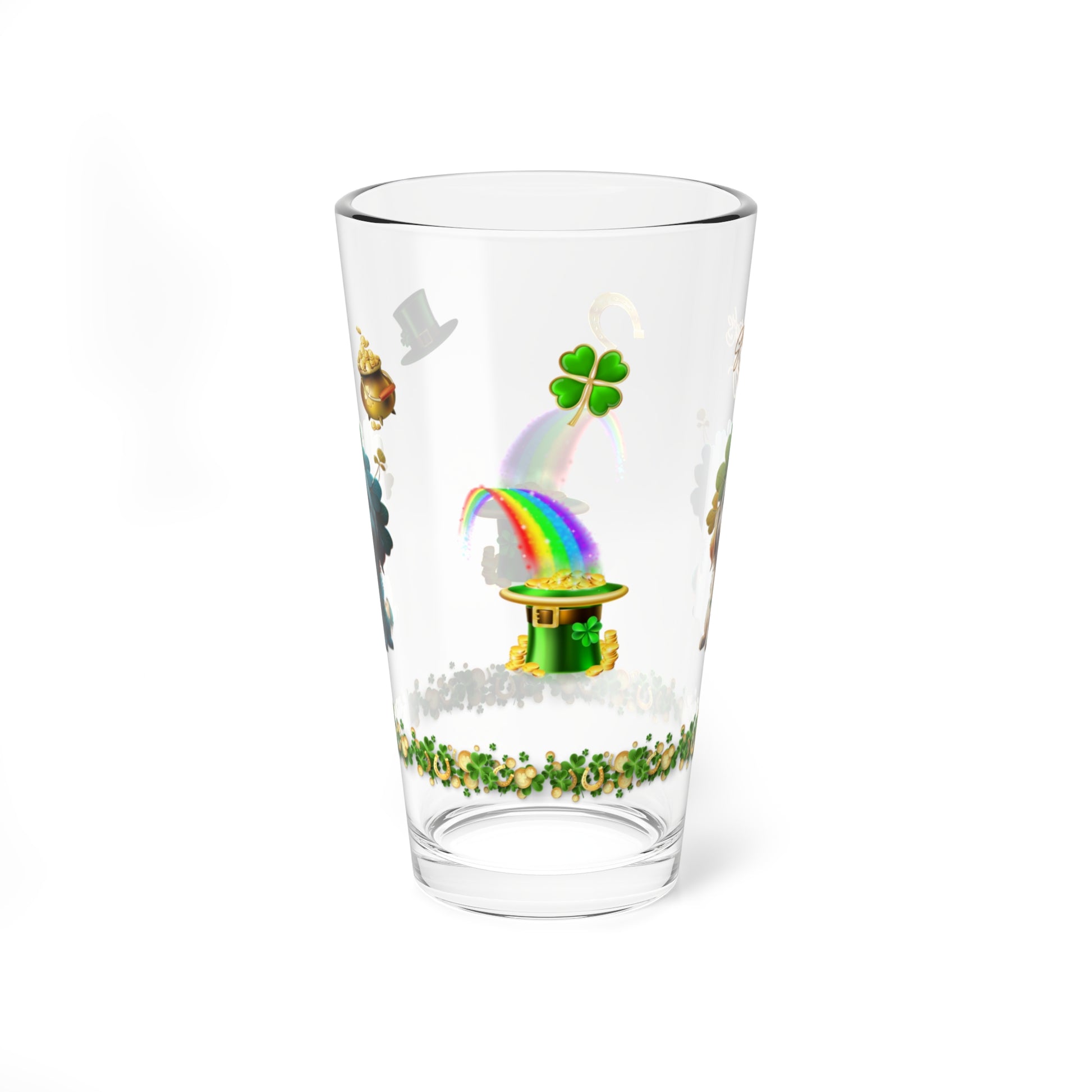 Pawsitive Paddy's Parade: Mindful St. Patrick's Day 16oz Pint Glasses - Festive Design for Positivity & Wellness