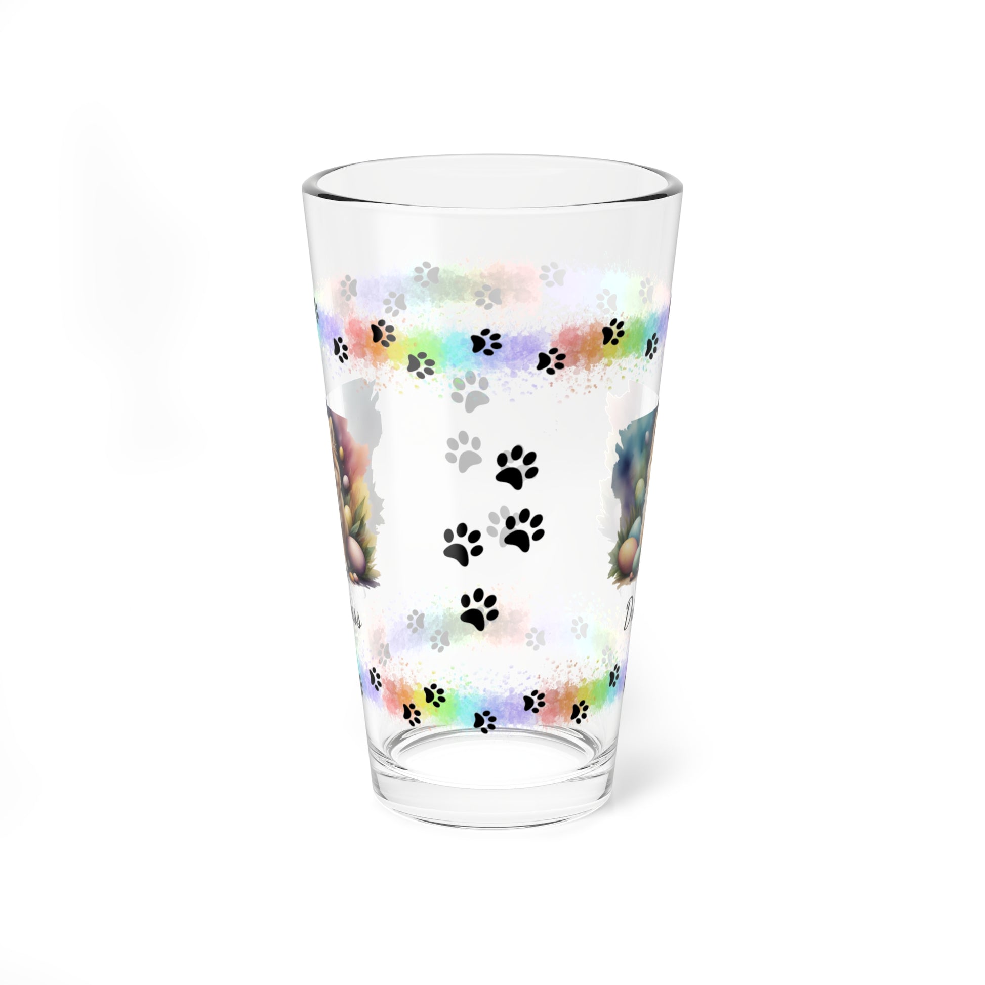 Pomeranian (Orange) Personalized Easter Puppy 16oz Pint Glass - Custom Dog Design, Mental Health Gift, Easter Décor, and Festive Celebrations