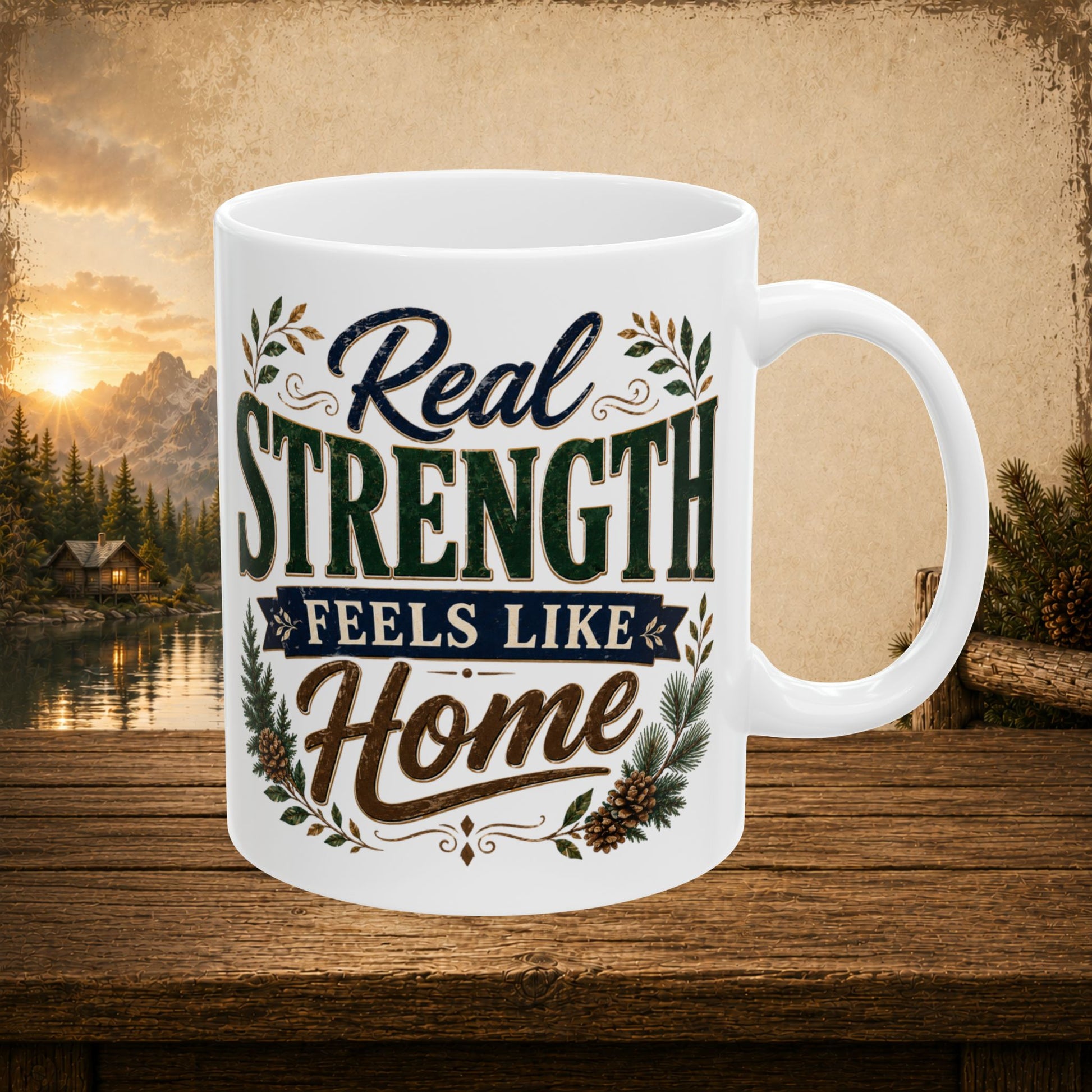 Real strength feels like home personalized mug, warm Father’s Day gift for dad
