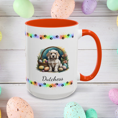 Cocker Spaniel (Light Gold): Personalized Easter Puppy Coffee Mug - Adorable Dog Design, Mental Health Gift, 11oz & 15oz, 12 Color Choices, Easter Gifts & Décor