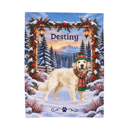 Golden Retriever (English Cream Coat) - Custom Name Winter Blanket, Personalized Goldie Mom Gift